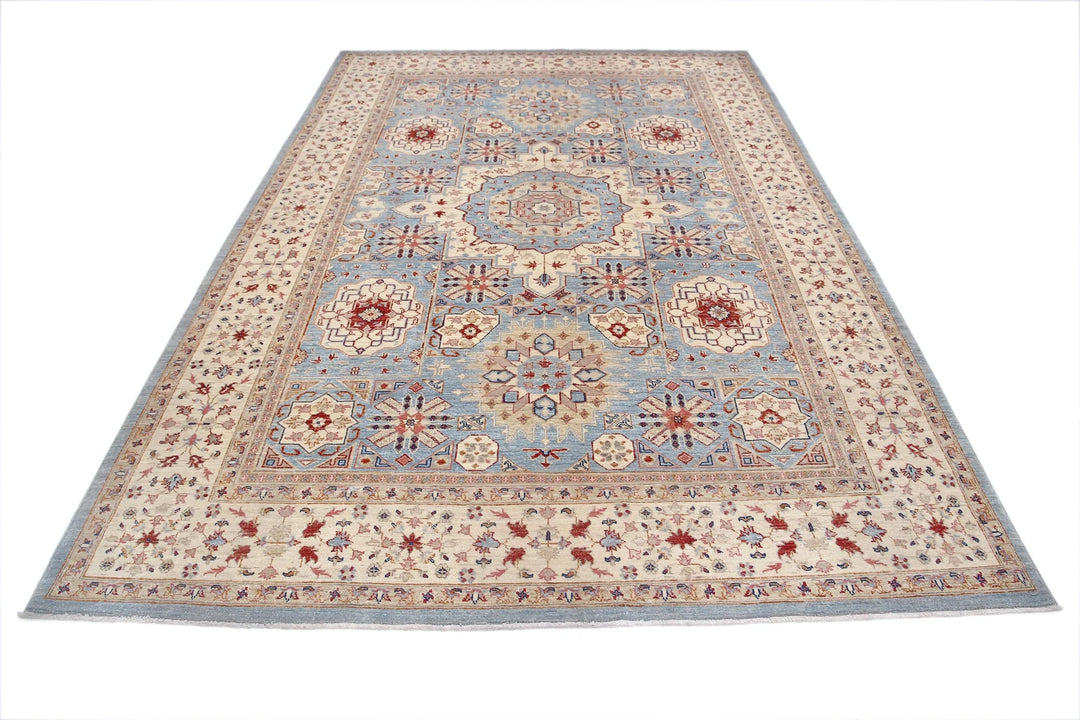 Afghan Ziegler Rug 7' 1" x 10' 2" Hand-Knotted | No. AT63450