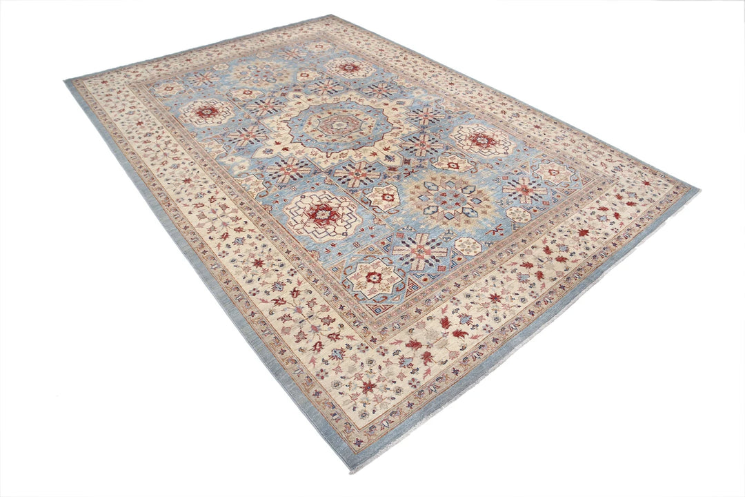 Afghan Ziegler Rug 7' 1" x 10' 2" Hand-Knotted | No. AT63450