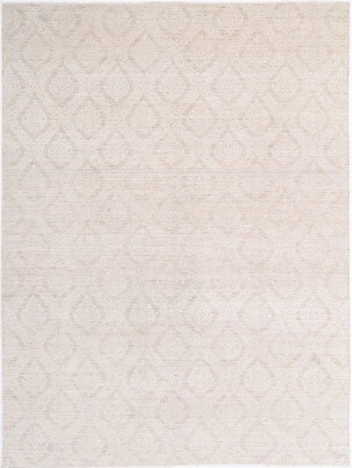 Ivory Afghan Serenity Rug 8' 8" x 11' 8" Hand-Knotted | No. AT63549