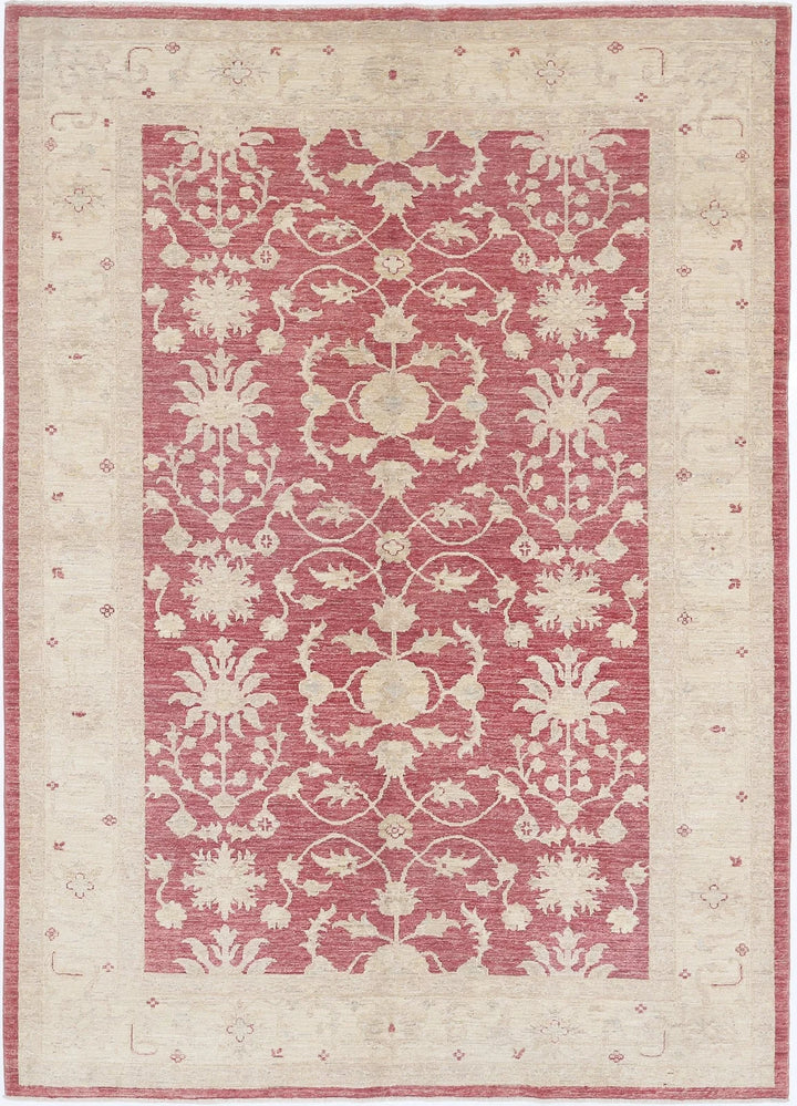 Red Afghan Ziegler Rug 5' 8" x 7' 10" Hand-Knotted | No. AT63561