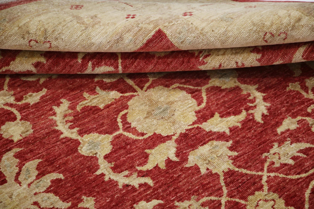 Red Afghan Ziegler Rug 5' 8" x 7' 10" Hand-Knotted | No. AT63561