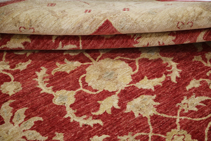 Red Afghan Ziegler Rug 5' 8" x 7' 10" Hand-Knotted | No. AT63561