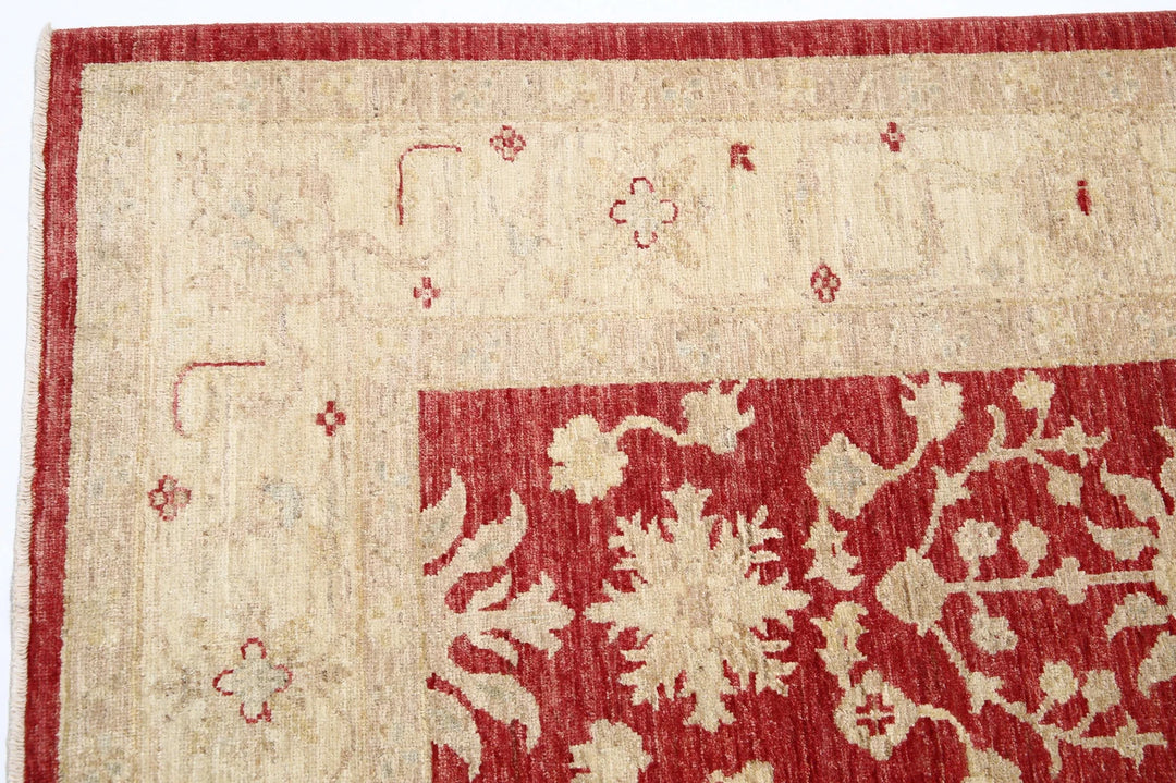 Red Afghan Ziegler Rug 5' 8" x 7' 10" Hand-Knotted | No. AT63561