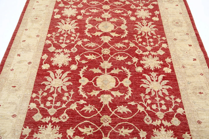 Red Afghan Ziegler Rug 5' 8" x 7' 10" Hand-Knotted | No. AT63561