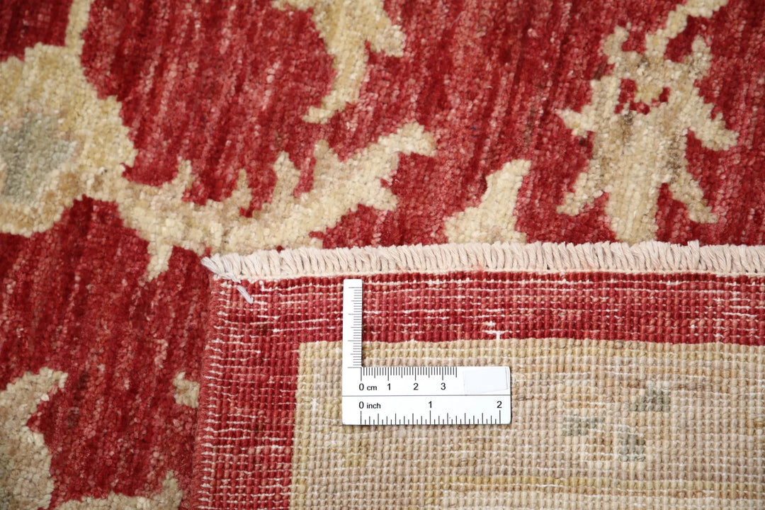 Red Afghan Ziegler Rug 5' 8" x 7' 10" Hand-Knotted | No. AT63561