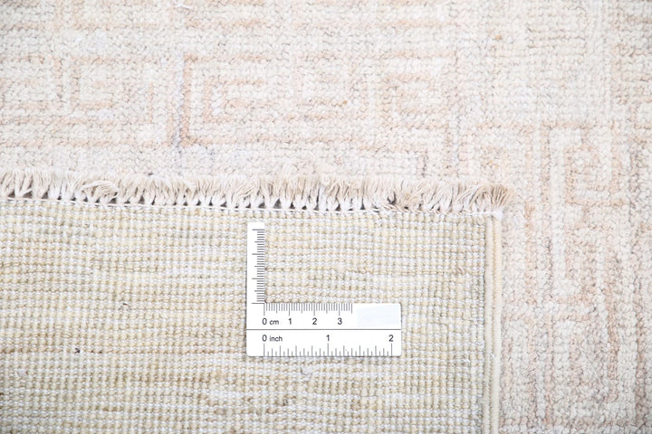 Tan Afghan Khotan Rug 3' 10" x 11' 10" Hand-Knotted | No. AT63608