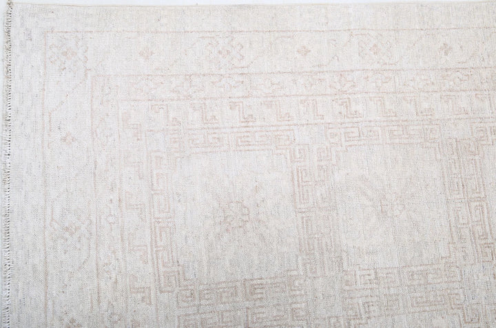 Tan Afghan Khotan Rug 3' 10" x 11' 10" Hand-Knotted | No. AT63608