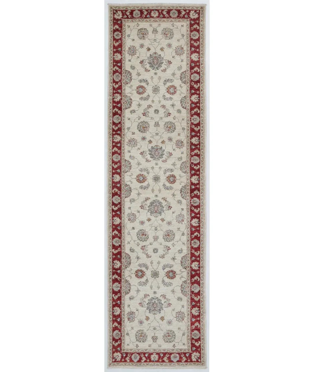 Ivory Afghan Ziegler Rug 2' 7" x 9' 8" Hand-Knotted | No. AT63728