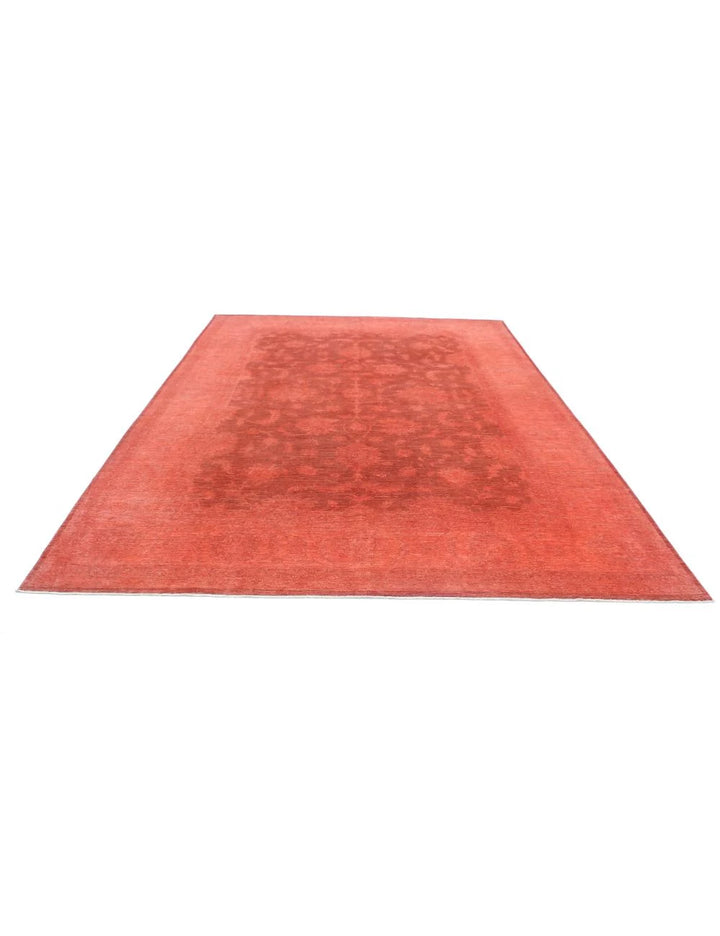 Red Afghan Overdye Rug 8' 8" x 11' 6" Hand-Knotted | No. AT63846
