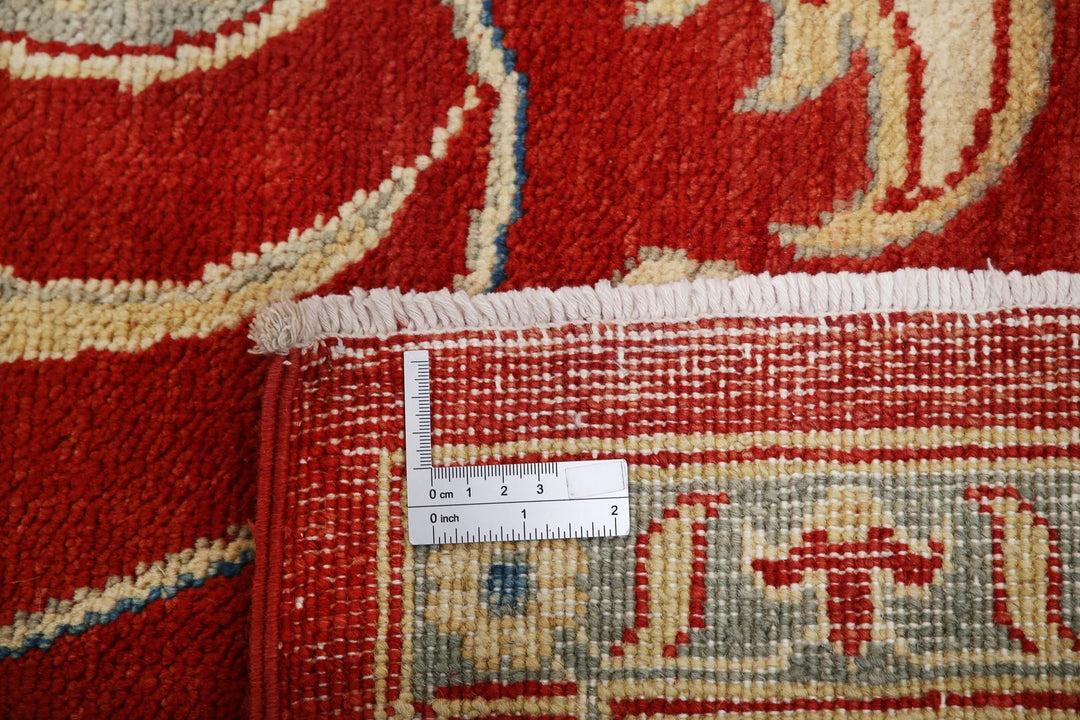 Rust Afghan Oriental Rug 8'10" x 12'2" Hand-Knotted detail