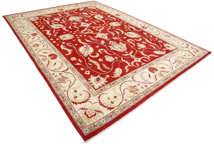 Rust Afghan Oriental Rug 8'10" x 12'2" Hand-Knotted pattern