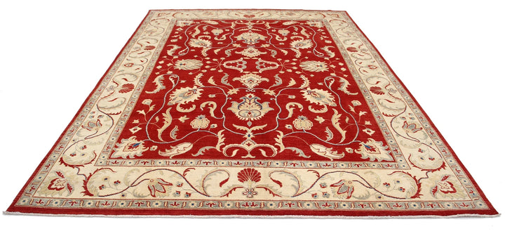 Rust Afghan Oriental Rug 8'10" x 12'2" Hand-Knotted field