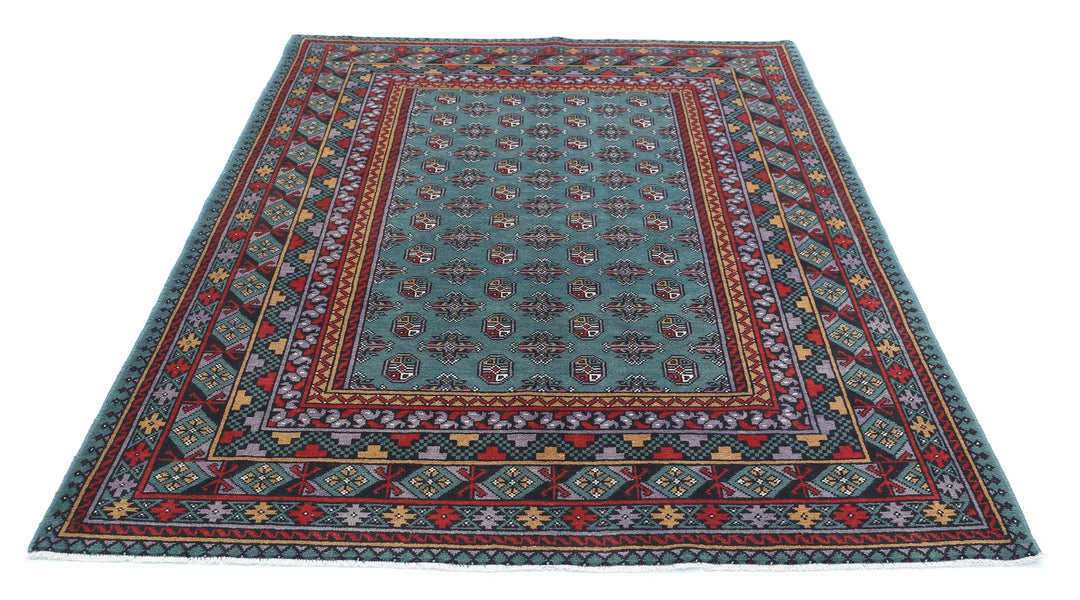 Afghan Revival Rug 5' 7" x 7' 7" Hand-Knotted | No. AT63988