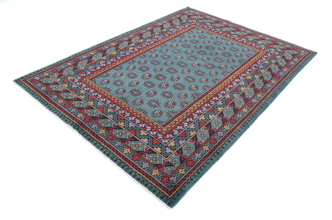 Afghan Revival Rug 5' 7" x 7' 7" Hand-Knotted | No. AT63988