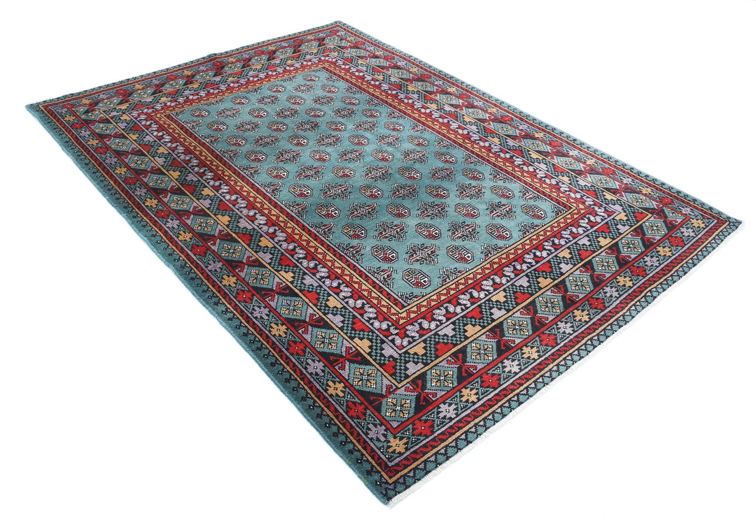 Afghan Revival Rug 5' 7" x 7' 7" Hand-Knotted | No. AT63988