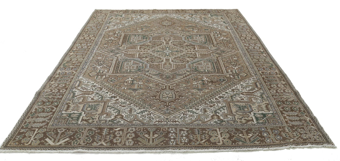 Ivory Persian Heriz Rug 7'11" x 10'8" Hand-Knotted | No. AT64019