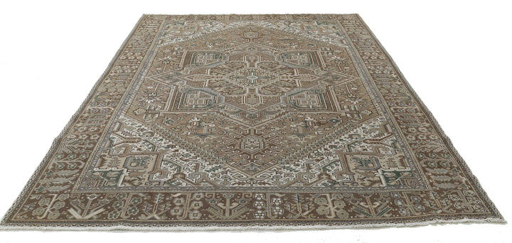 Ivory Persian Heriz Rug 7'11" x 10'8" Hand-Knotted | No. AT64019