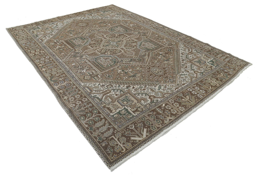 Ivory Persian Heriz Rug 7'11" x 10'8" Hand-Knotted | No. AT64019