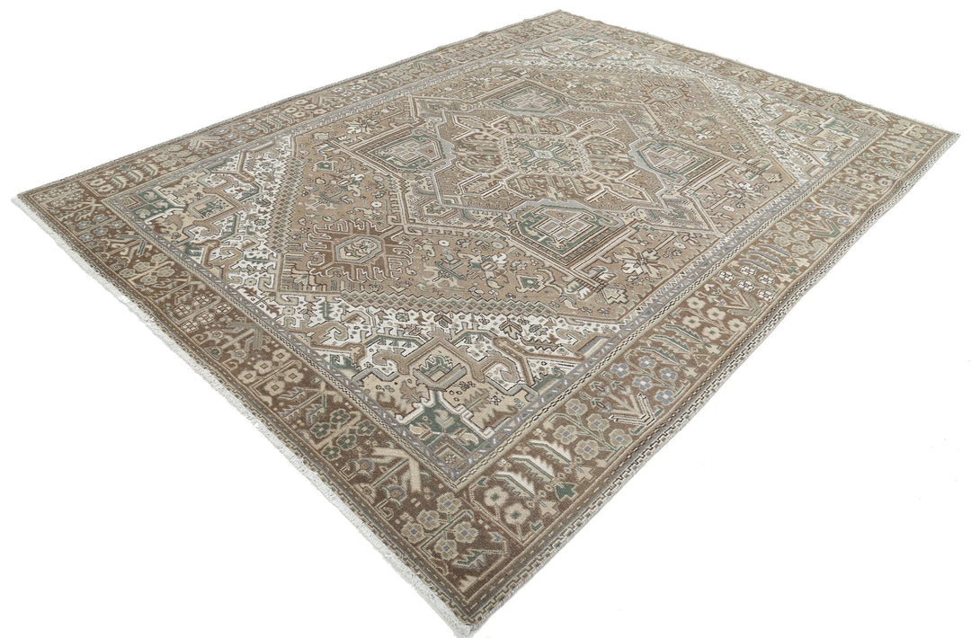 Ivory Persian Heriz Rug 7'11" x 10'8" Hand-Knotted | No. AT64019