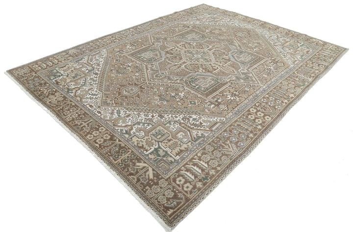 Ivory Persian Heriz Rug 7'11" x 10'8" Hand-Knotted | No. AT64019