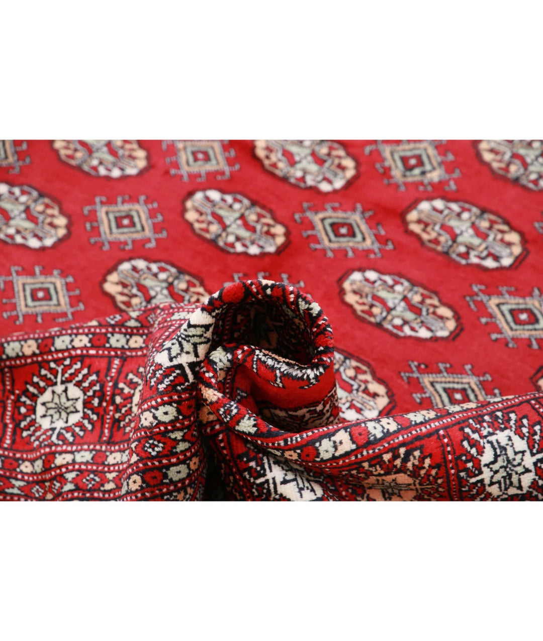 Red Pakistani Bokhara Rug 6'4" x 8'7" Hand-Knotted | No. AT64114