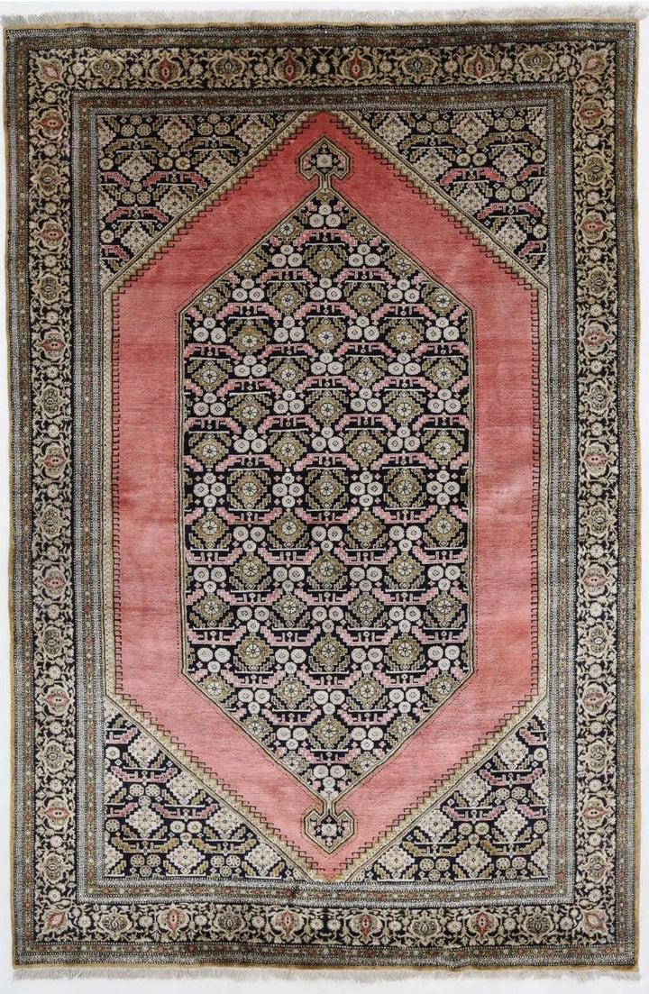 Persian Qum Silk Rug 4' 5" x 6' 10" Hand-Knotted | No. AT64231
