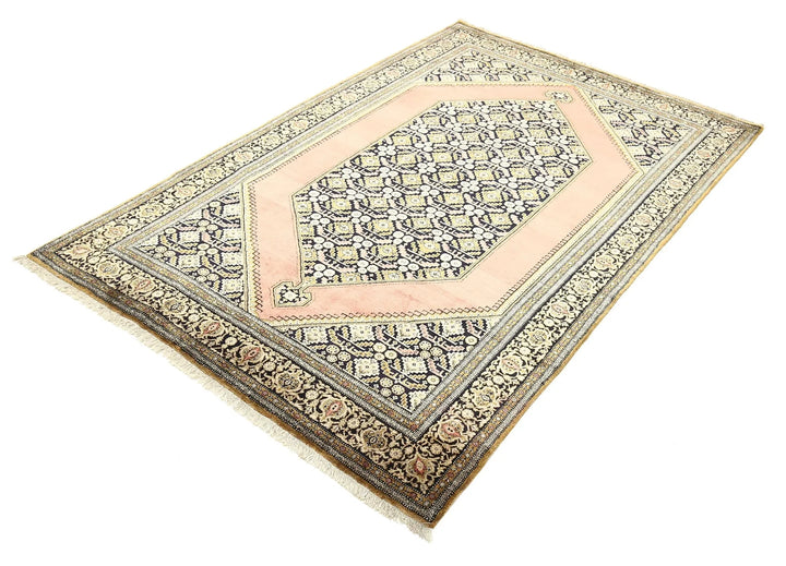 Persian Qum Silk Rug 4' 5" x 6' 10" Hand-Knotted | No. AT64231