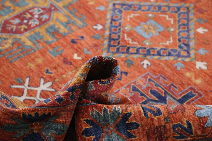 Afghan Nomadic Caucasian Humna Rug 6' 8" x 10' 4" Hand-Knotted | No. AT64326