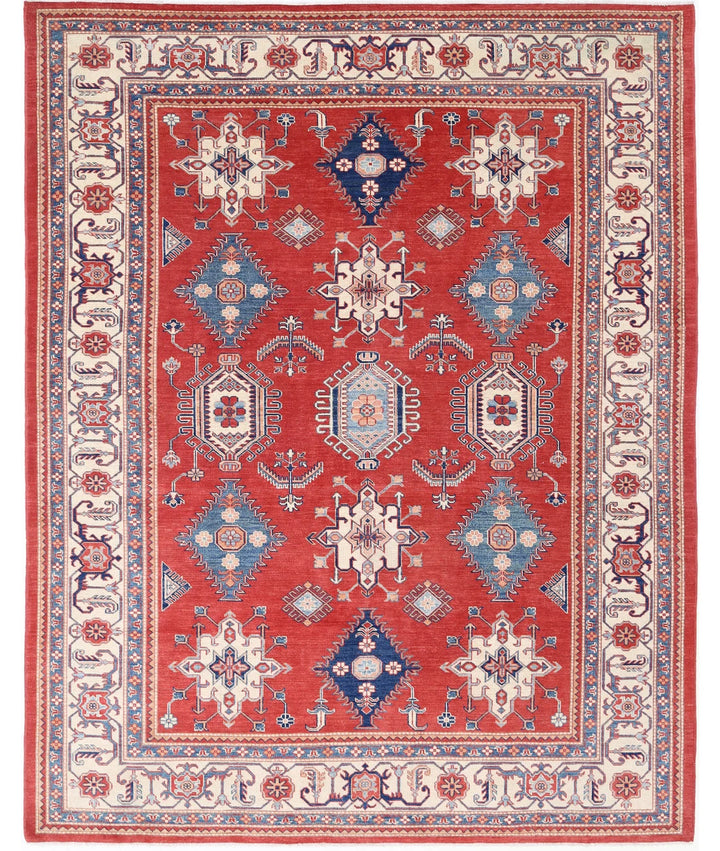 Afghan Kazak Rug 9' 4" x 11' 10" Hand-Knotted | No. AT64438