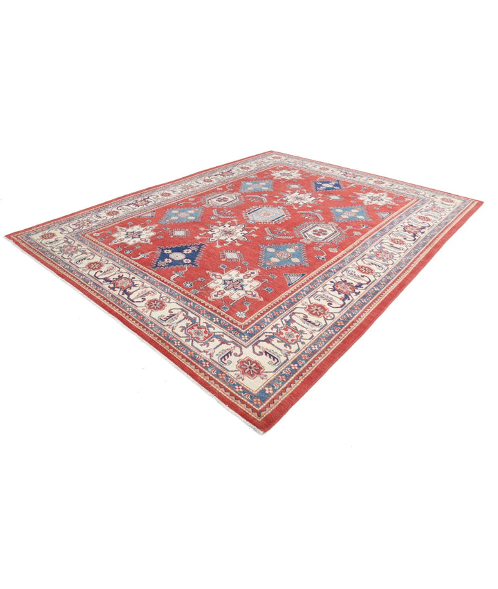 Afghan Kazak Rug 9' 4" x 11' 10" Hand-Knotted | No. AT64438