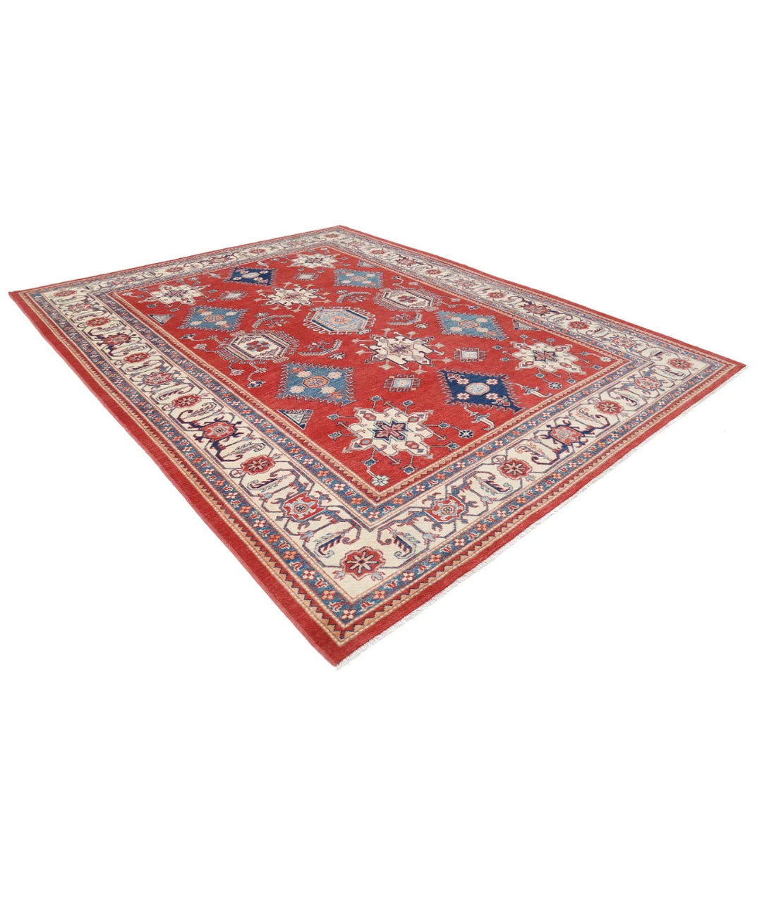 Afghan Kazak Rug 9' 4" x 11' 10" Hand-Knotted | No. AT64438
