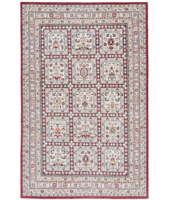 Afghan Bakhtiari Rug 5' 5" x 8' 6" Hand-Knotted | No. AT64441