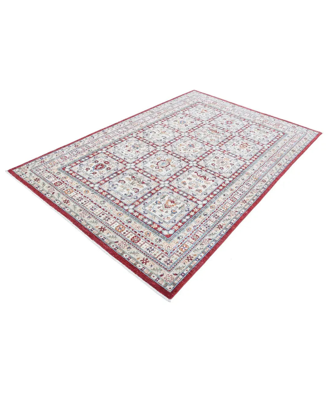 Afghan Bakhtiari Rug 5' 5" x 8' 6" Hand-Knotted | No. AT64441