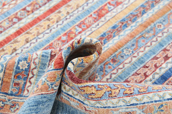 Blue Afghan Oriental Rug 5' 8" x 7' 6" Hand-Knotted | No. AT64508