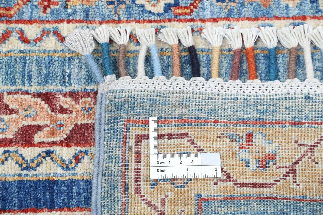 Blue Afghan Oriental Rug 5' 8" x 7' 6" Hand-Knotted | No. AT64508
