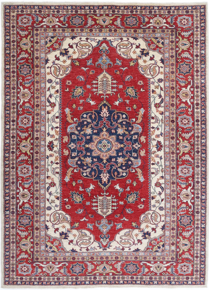 Afghan Royal Kazak Rug 5' 7" x 7' 11" Hand-Knotted | No. AT64544