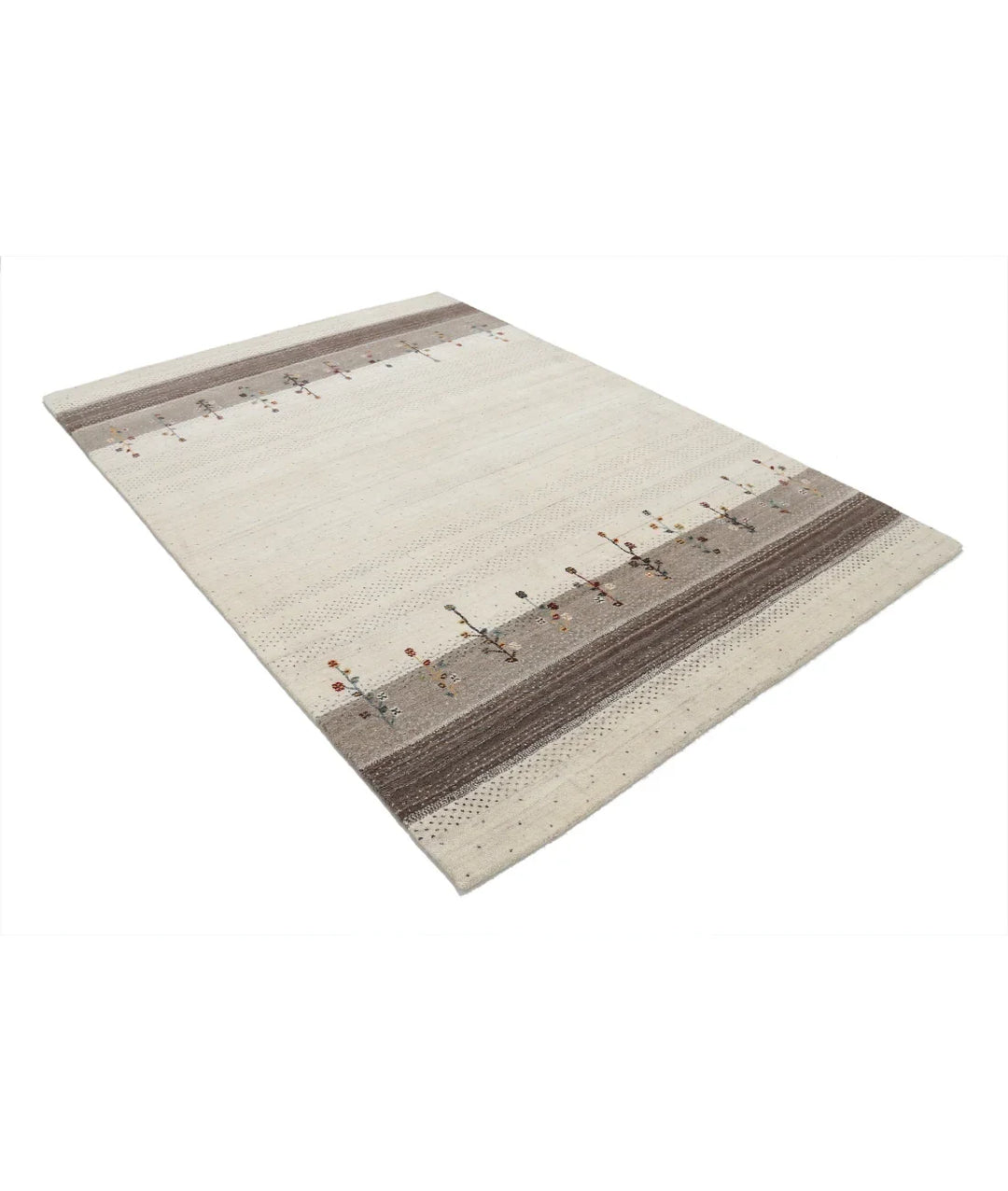 Ivory Indian Lori Rug 5' 4" x 7' 7" Hand-Knotted | No. AT64588