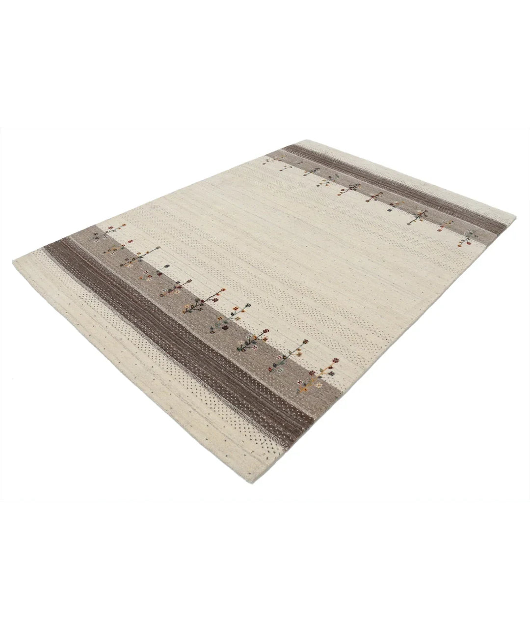 Ivory Indian Lori Rug 5' 4" x 7' 7" Hand-Knotted | No. AT64588