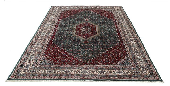 Green Ivory Indian Ziegler Rug 5'9" x 8'6" Hand-Knotted | No. AT64606