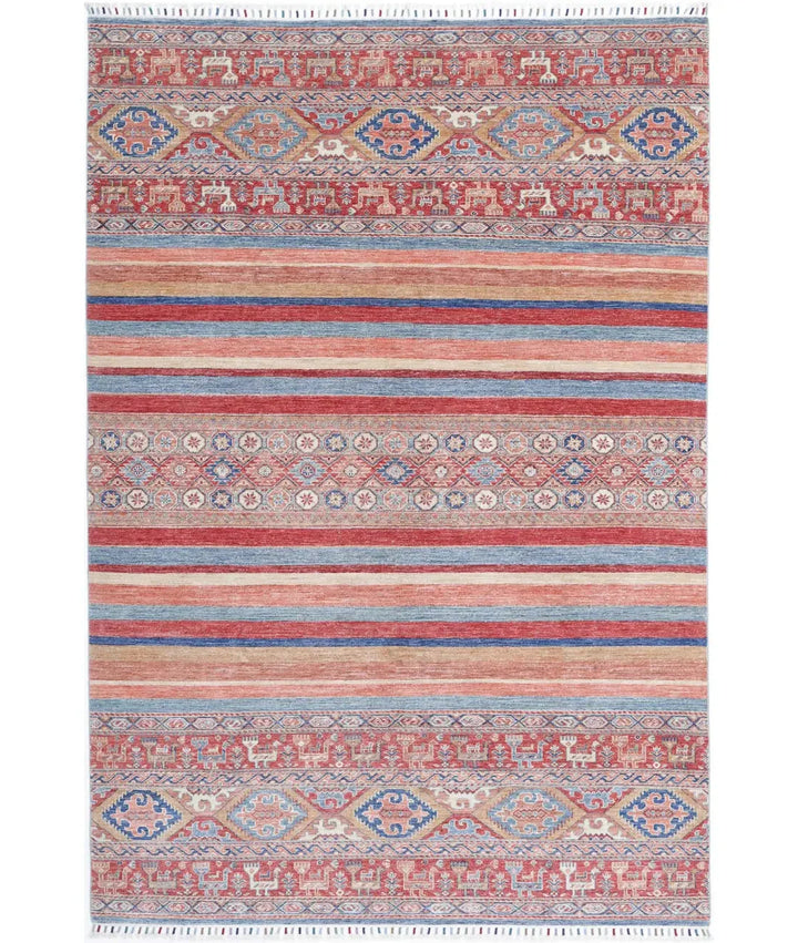 Afghan Khurjeen Rug 6' 7" x 9' 9" Hand-Knotted | No. AT64614