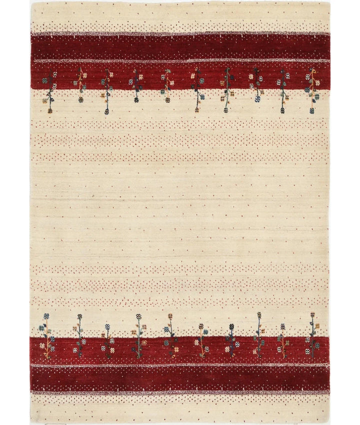 Ivory Indian Lori Rug 4' 7" x 6' 5" Hand-Knotted | No. AT64621