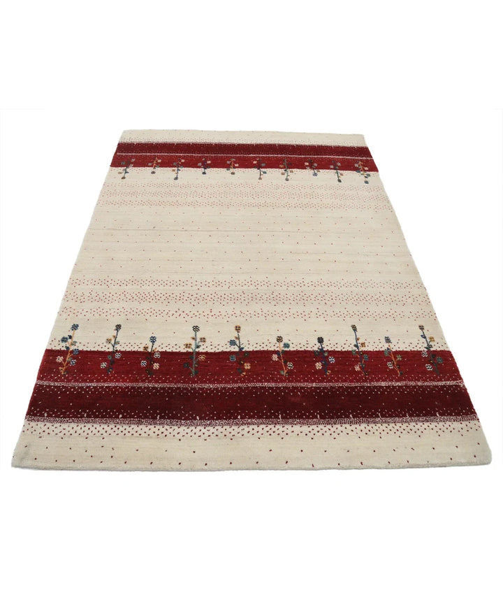 Ivory Indian Lori Rug 4' 7" x 6' 5" Hand-Knotted | No. AT64621