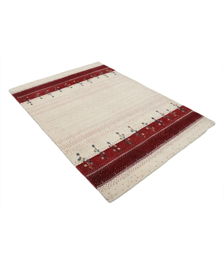 Ivory Indian Lori Rug 4' 7" x 6' 5" Hand-Knotted | No. AT64621