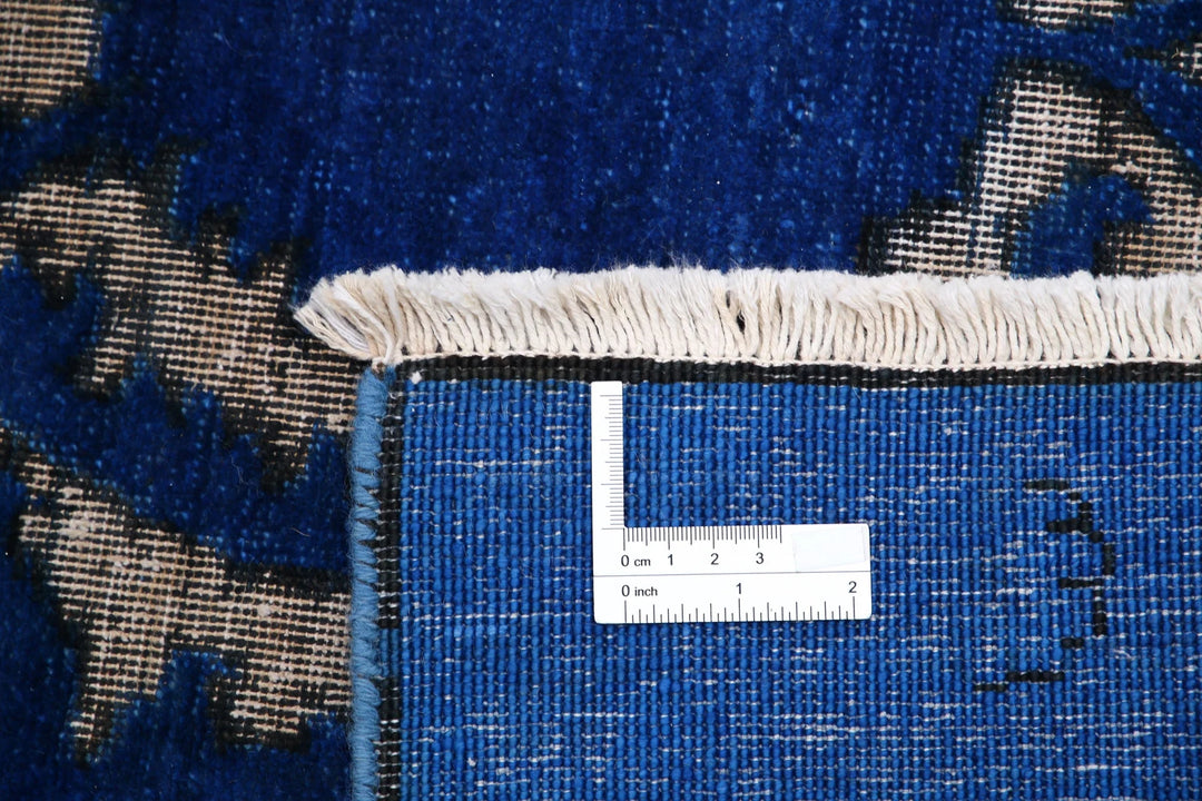 Blue Afghan Oriental Rug 7' 9" x 9' 4" Hand-Knotted | No. AT64683