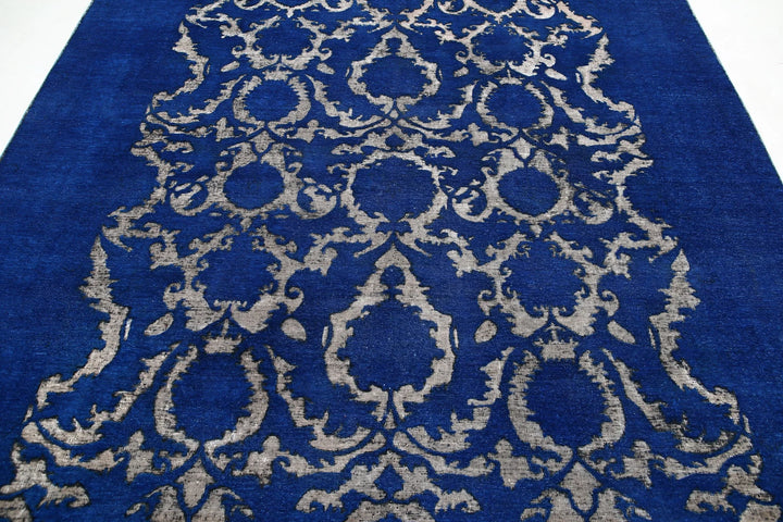 Blue Afghan Oriental Rug 7' 9" x 9' 4" Hand-Knotted | No. AT64683