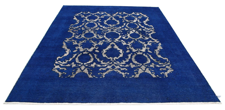 Blue Afghan Oriental Rug 7' 9" x 9' 4" Hand-Knotted | No. AT64683