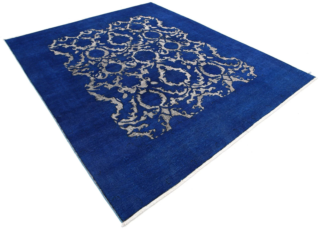 Blue Afghan Oriental Rug 7' 9" x 9' 4" Hand-Knotted | No. AT64683