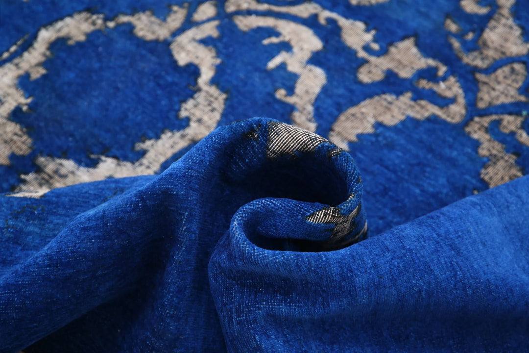 Blue Afghan Oriental Rug 7' 9" x 9' 4" Hand-Knotted | No. AT64683