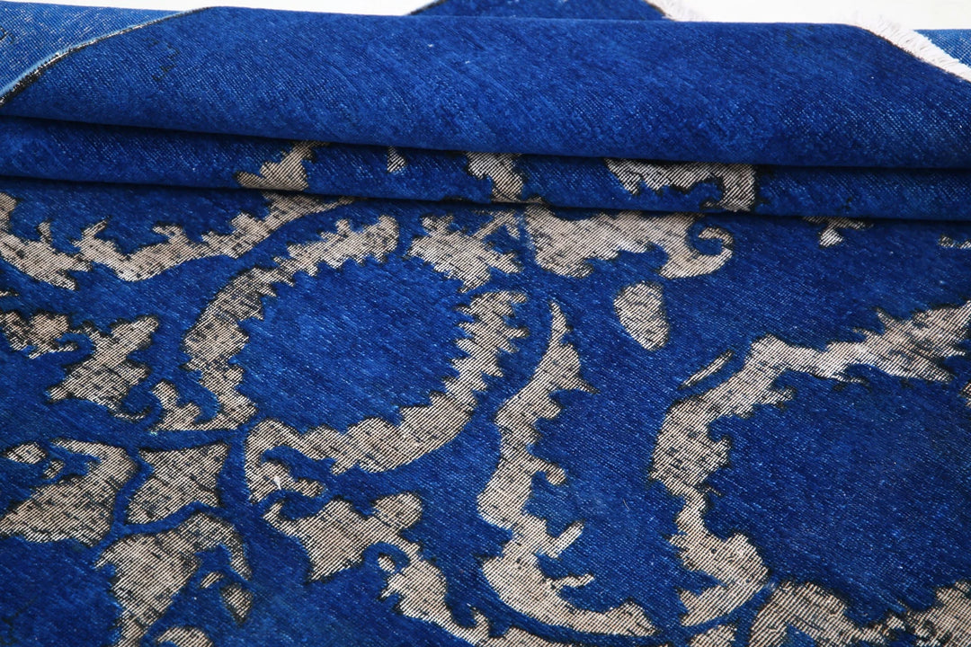 Blue Afghan Oriental Rug 7' 9" x 9' 4" Hand-Knotted | No. AT64683