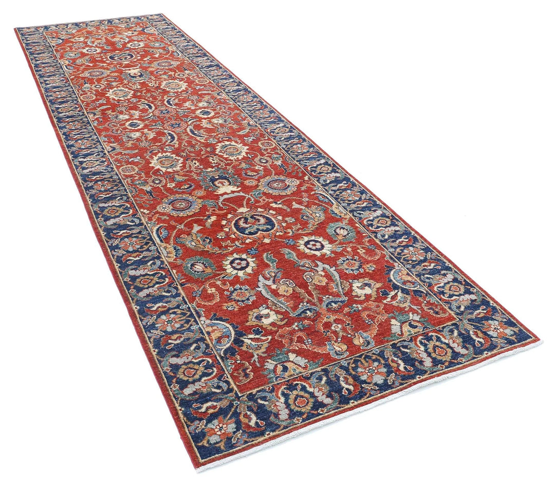 Red Afghan Ziegler Rug 4' 0" x 13' 6" Hand-Knotted | No. AT646975